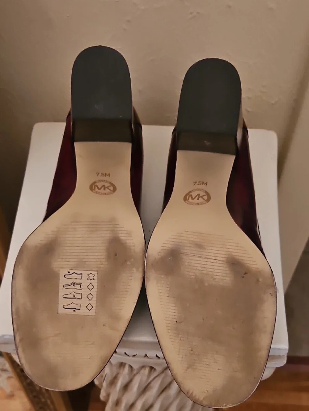 Michael Kors Women's Burgundy Leather Chunky Heel Penny Loafer Gently Worn 7.5M